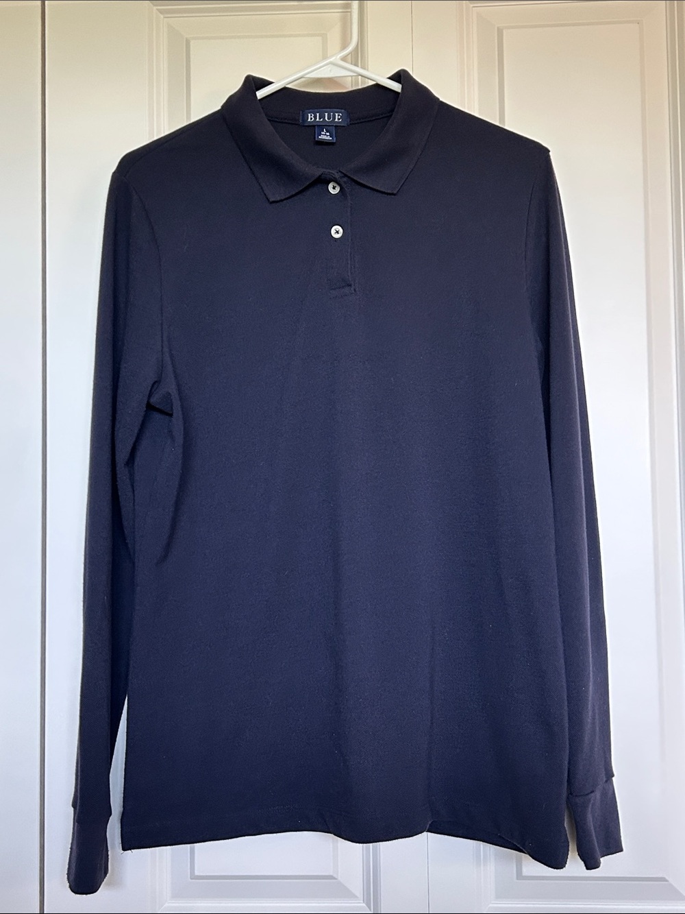 Lands' End Women’s Long Sleeve Polo Shirt - Size L (14-16) - Navy